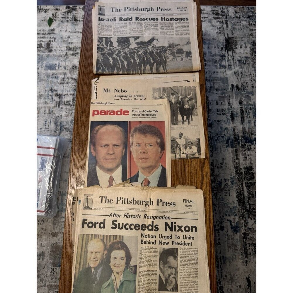 Newspaper Pittsburgh Press Lot 1970s Vintage Papers Ford Succeeds Nixon